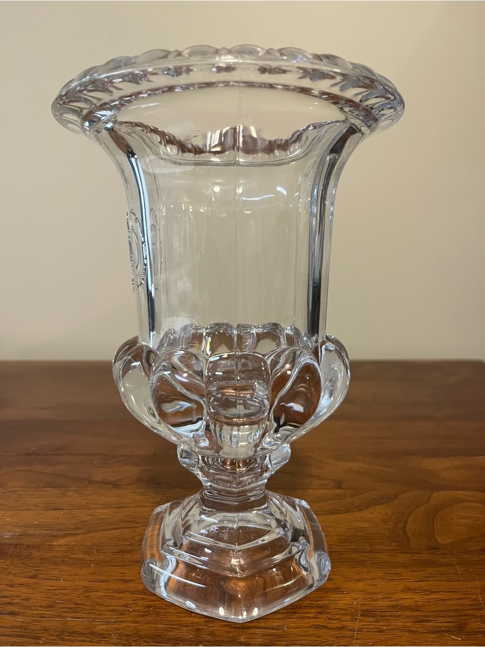 Vintage Val Saint Lambert Belgian Crystal Vase 9” Pedestal Clear Art Glass - Picture 3 of 7